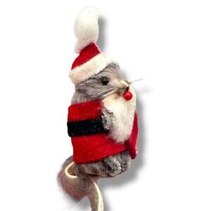 Vintage figurine Original Fur Toys Little Mouse Factory SANTA mOUSE